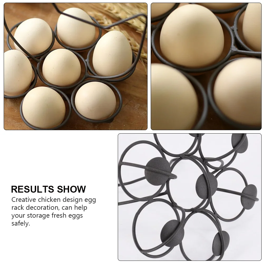 

Metal Egg Holder Rack with Chicken Design Decorative Storage for Countertop Kitchen Organizer Fresh Eggs Display Stand