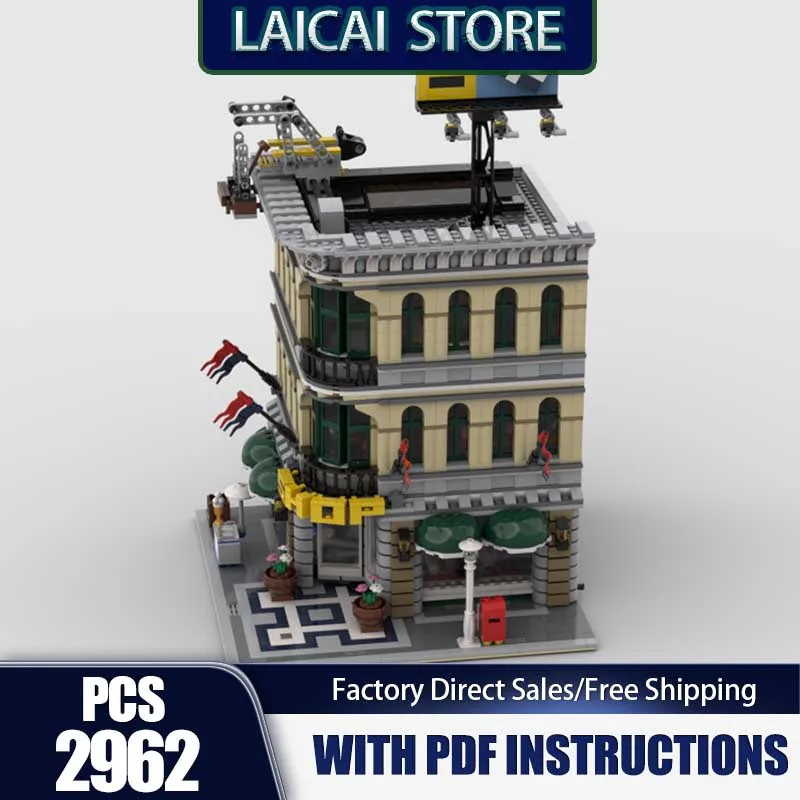 

Moc Building Bricks Modular Makeover - Grand Emporium Model Technology Street View Blocks Gift Christmas Toys DIY Assembly