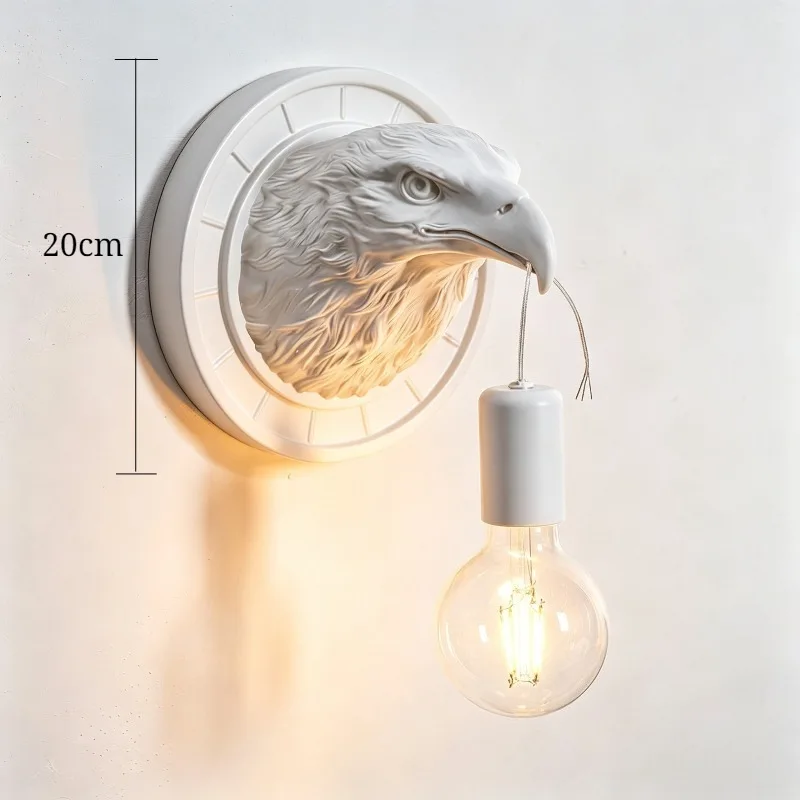 Italian eagle head wall lamp Nordic Resin Animal Crystal Wall Light Bedroom Living Room Bedside Wall Sconce Decor light Fixtures
