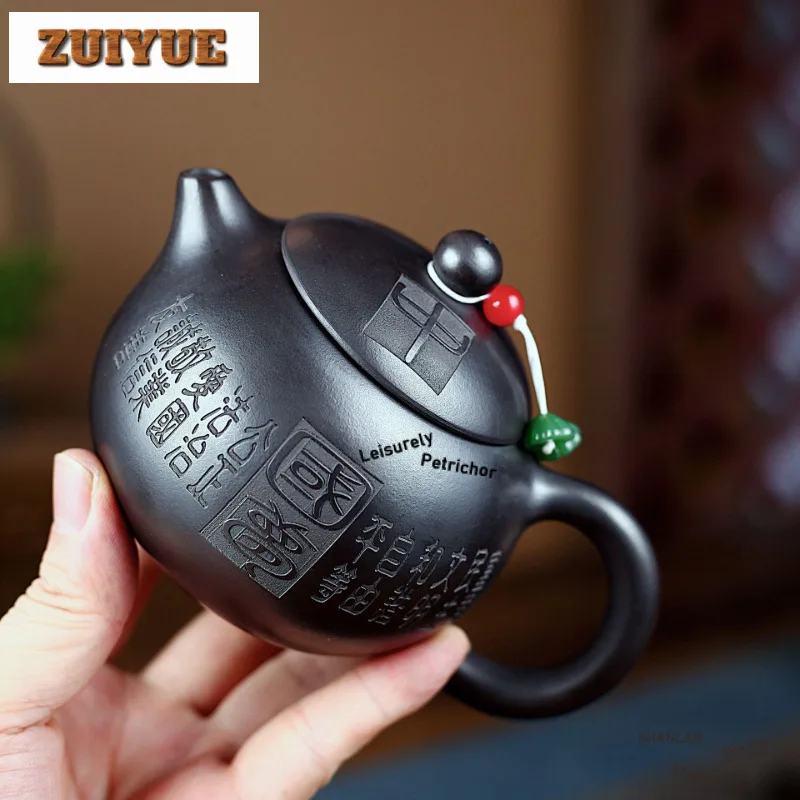 

280 мл Высококачественные чайники Исин из фиолетовой глины Master Handmade Xishi Pot Сырой рудный камень Желтый грязевой чайник Китайский чайный сервиз Zisha