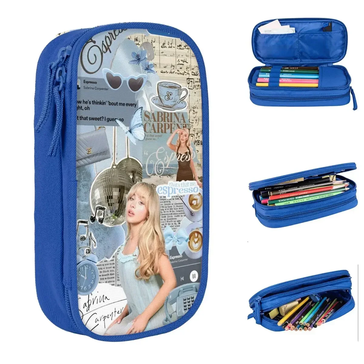 

New Sabrina Carpenter Pencil Cases 90s Music Tour Espresso Pencilcases Pen Box for Student Big Capacity Bags Students School