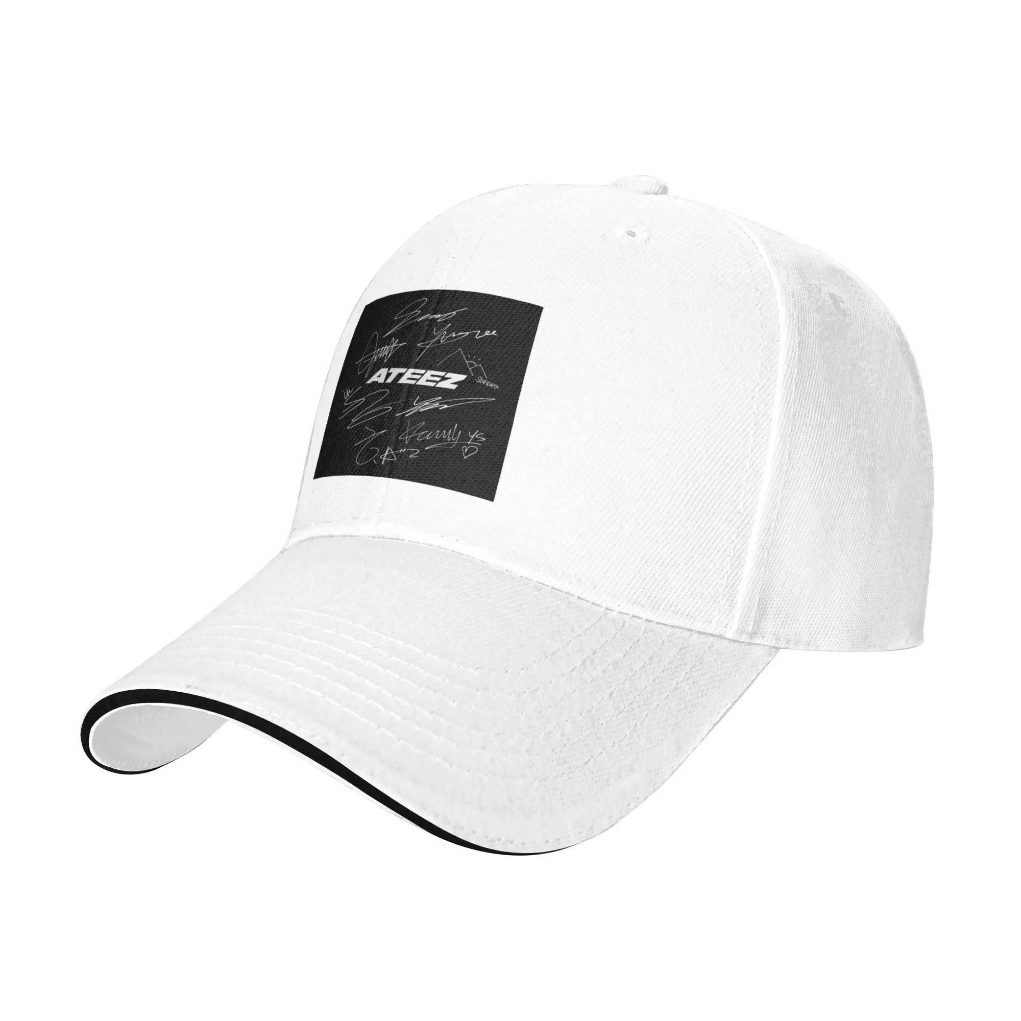 ATEEZ - Logo + autographs (black) Cap Casual Baseball Caps Adjustable Hat Hip Hop Summer Unisex Baseball Hats Customizable