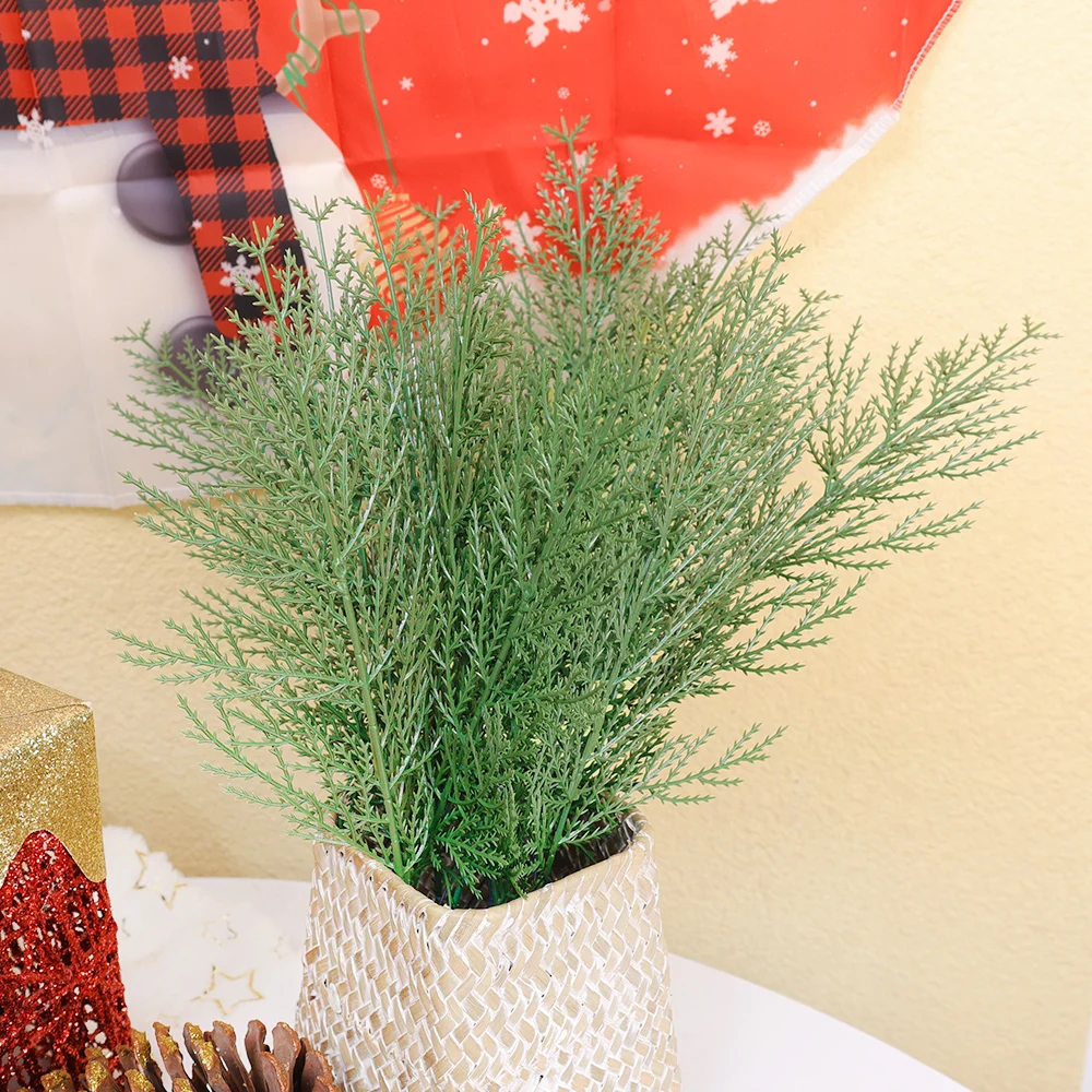 Artificial Pine Leaves Branch Christmas Fake Green Plants Leaves DIY Garland Xmas Tree Ornaments New Year Party Decoration