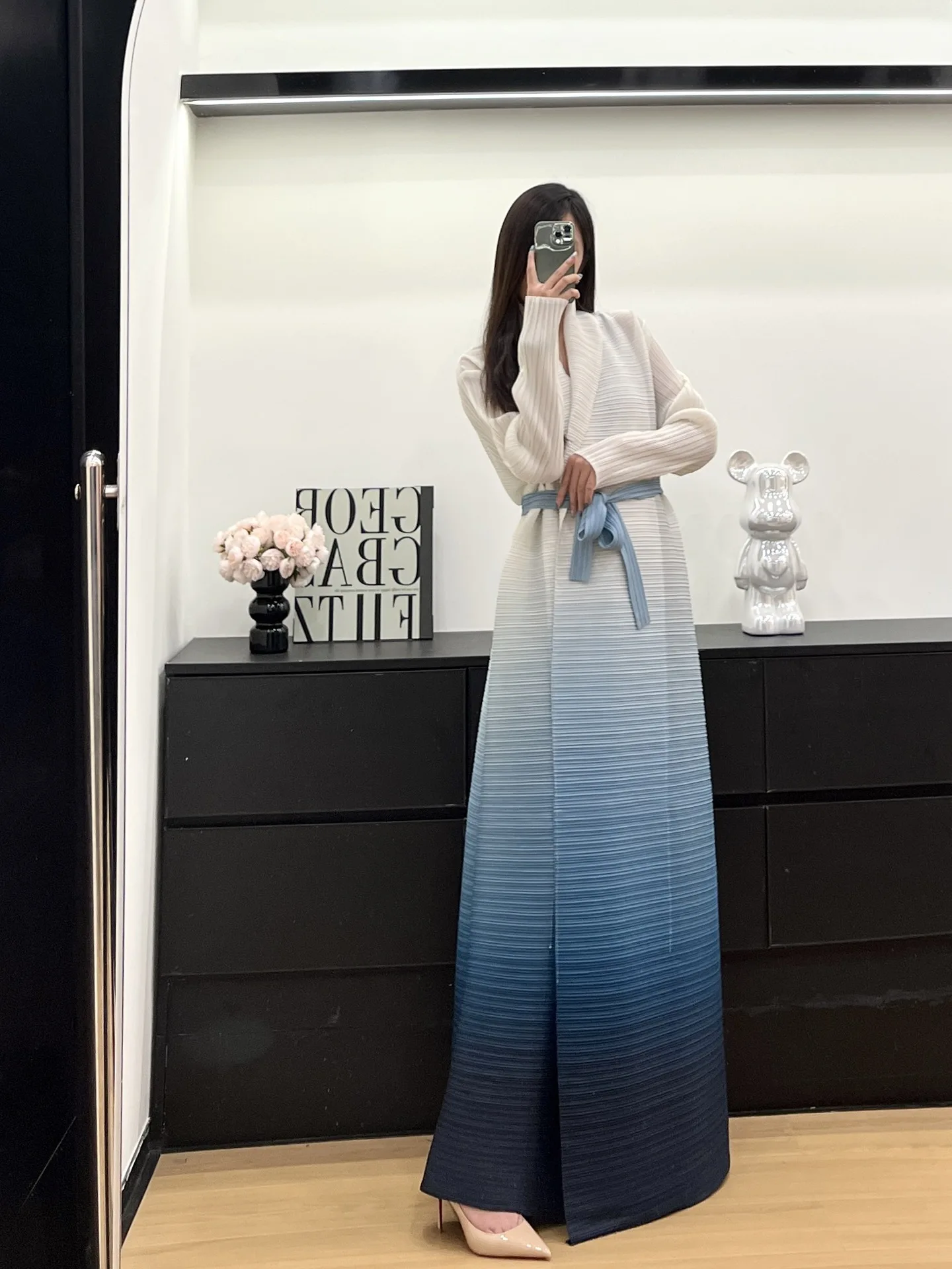 

Женское длинное платье Miyake Abaya градиентного цвета, Дубай, арабское женское платье, халат, трансграничный халат на Ближнем Востоке
