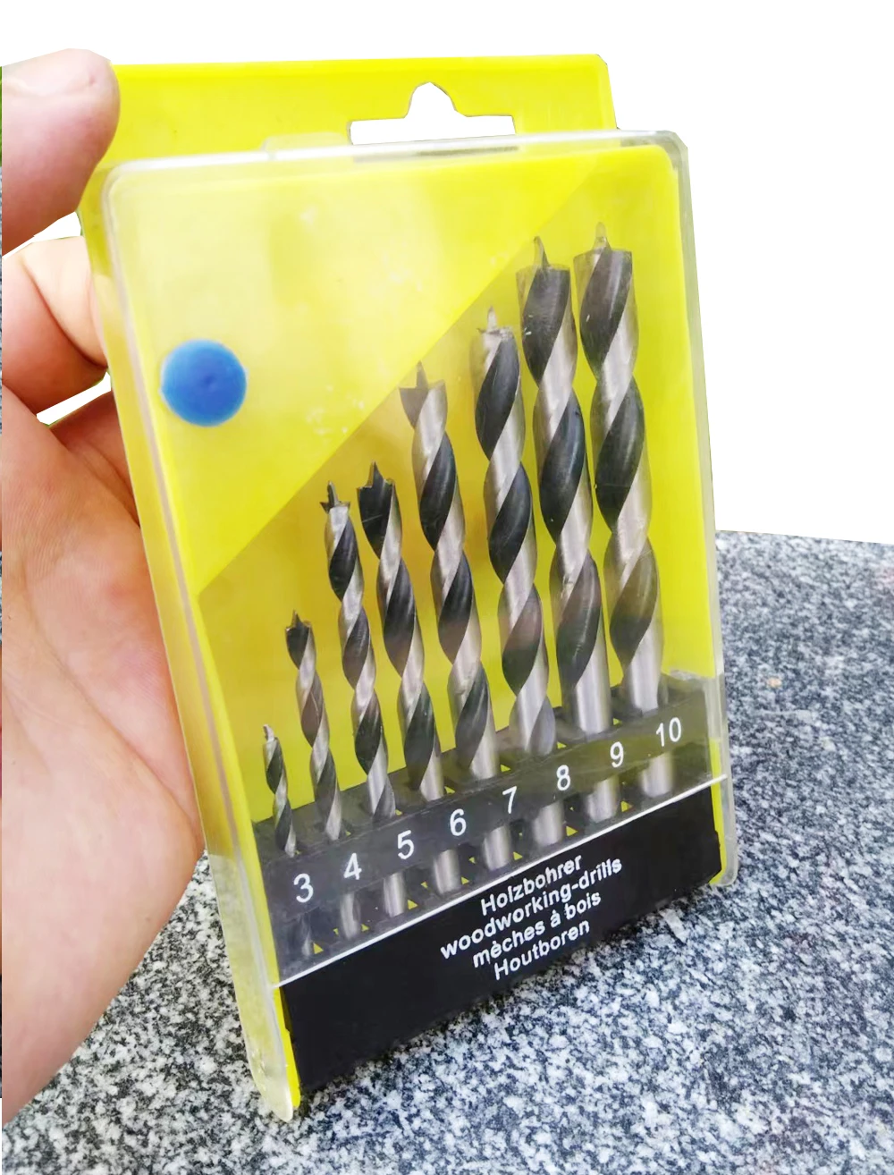Juego de brocas para madera de 8 unids/caja, Kit de brocas de 3MM-10MM para carpintería, herramientas de madera, broca en espiral de acero de alto carbono