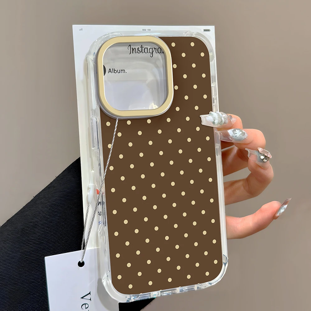 luxury Ins Brown Red Polka Dots Phone Case For Samsung Galaxy A07 A17 A36 A26 A56 A55 A35 A25 A15 A54 A24 A14 A53 A33 A23 4G 5G - náhled 5