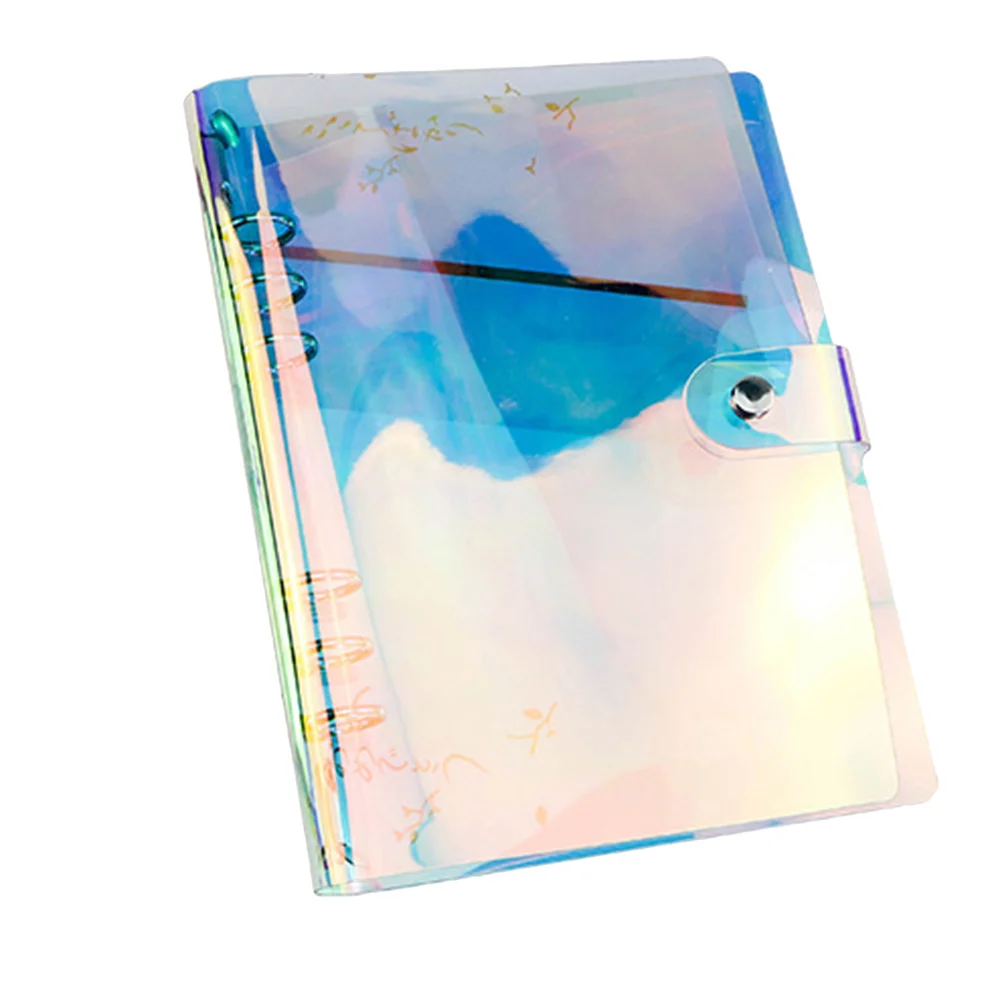 Colorful Rainbow Style A6 PVC Notebook Cover 6 Rings Binder Strong Snap Button Closure Loose Leaf Travel Diary Journal Planner