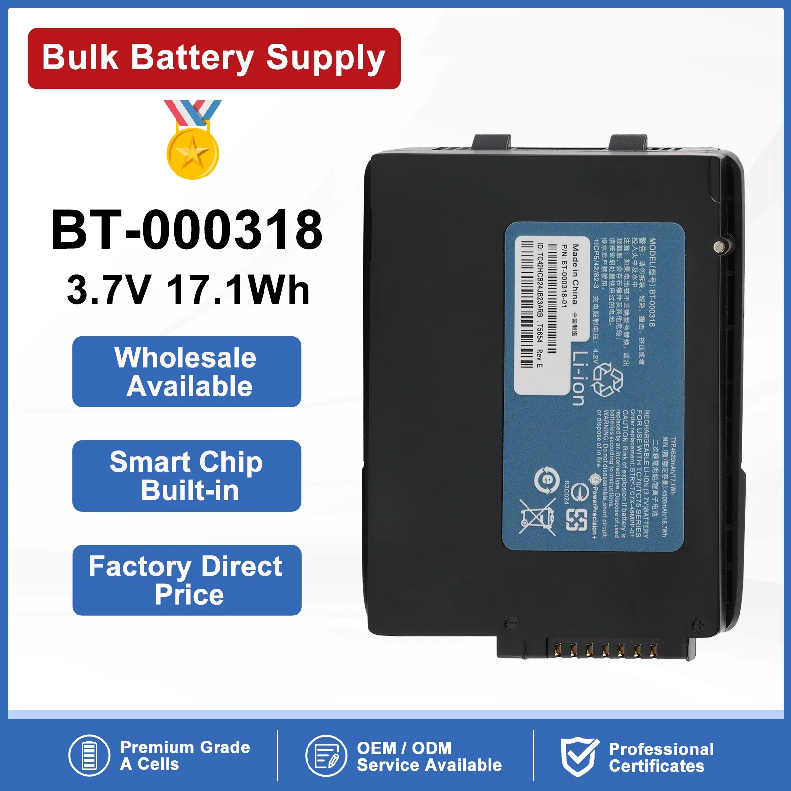 ETESBAY BT-000318 Barcode Scanner Battery For Zebra for Symbol TC70 TC70X TC700H TC700K TC72 TC75 TC75X TC75EK 4620mAh 3.7V
