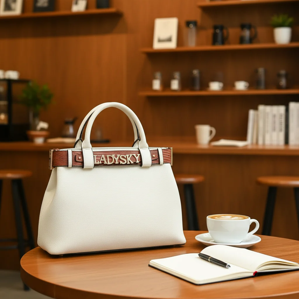 

Ladysky Super Product Fashion Tote Bag for Women Super Personalized Metal Letter Handbag Soft PU Leather Handbag Ladi with Belt