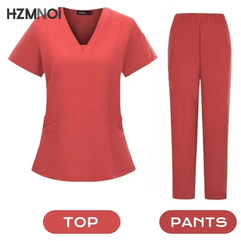 Uniformes quirúrgicos para mujer, conjunto exfoliante médico para enfermera, salón de belleza, ropa de trabajo, bata clínica, Top + pantalón, traje túnica de enfermería para médico de Spa