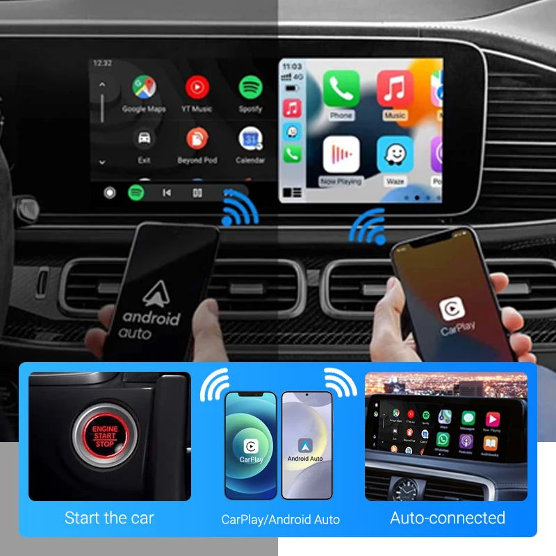 2024 New Wireless Carplay Android Auto 2in1 Wireless Adapter Smart Dongle  5G Wifi&Bluetooth Auto Connect Plug&Play OTA Upgrade