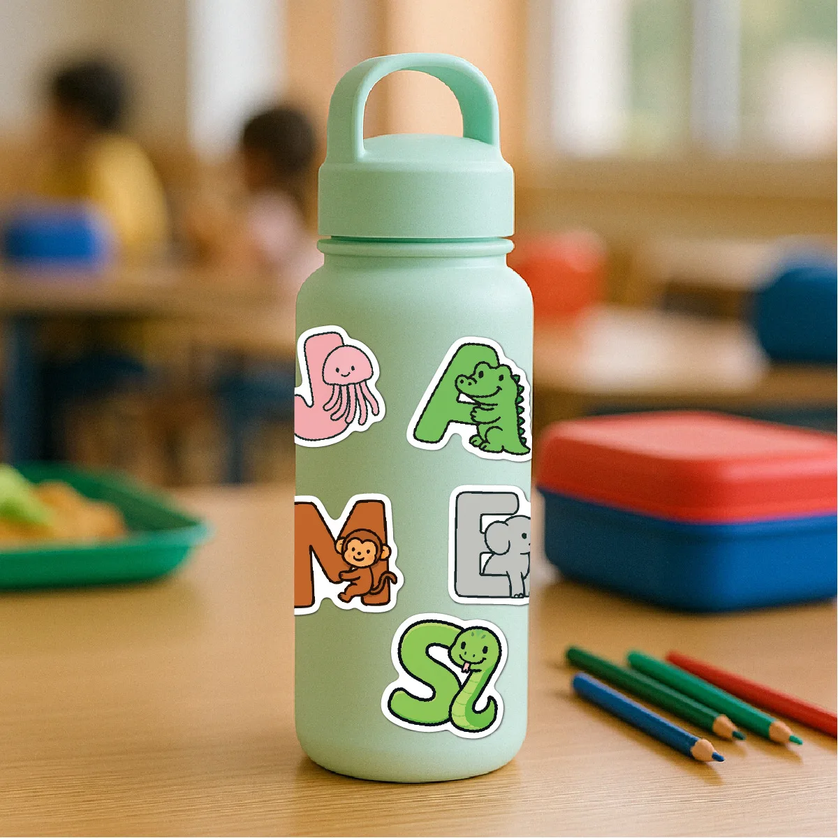 Cute Animal Letter Stickers Educational Vinyl Decals for Children Spelling Practice Water Bottle Laptop Toy Gift