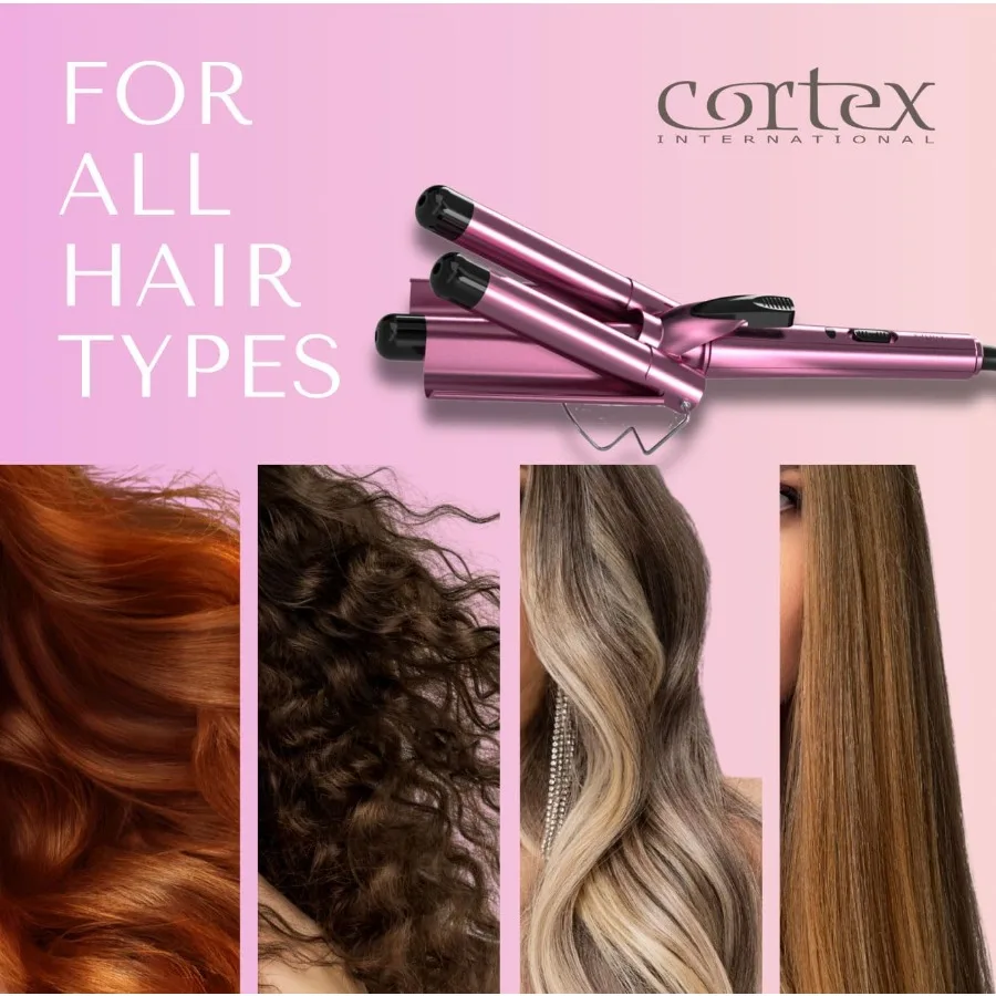 Cortex Beauty Wave Maker 3-Barrel Waver für Haare in Rosa mit professionellen Styling-Resulteten und langlebigem Design