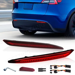1 Pair Car Rear Bumper Reflector For Tesla Model 3 Model Y 2017 2018 2019 2020 2021 2022 Dynamic Turn Signal Lamp Brake Light