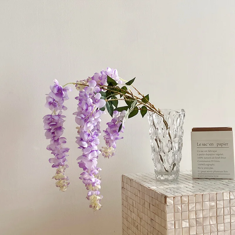 

105cm Artificial Abler Giant Wisteria Long Branches 5 head Flowers Wedding Home Decoration Indoor Living Room Flower Decoration