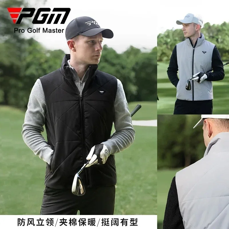 PGM Golf Clothing Men's Cotton Vest Autumn And Winter Windproof Stand-up Collar Warm Vest Jacket Versatile Top Women