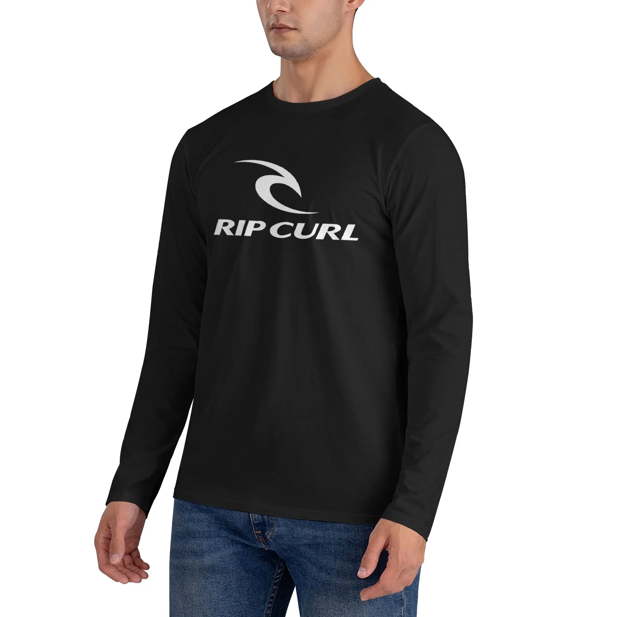 Rip Curl Logo Men's Long Sleeved T-shirt Casual Round Neck T shirts Spring and Autumn Men tops