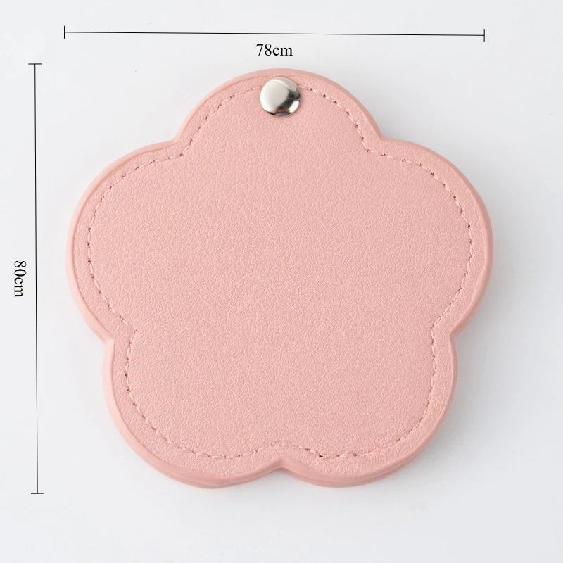 Laser Customized LOGO Flower Portable Cute Small Mirror PU Leather Personalize Text Portable Rotating Makeup Looking Glass