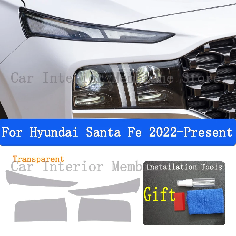 For Hyundai Santa Fe 2022 2023  Car Exterior Headlight Anti-scratch Front Lamp Tint TPU Protective Film Accessories