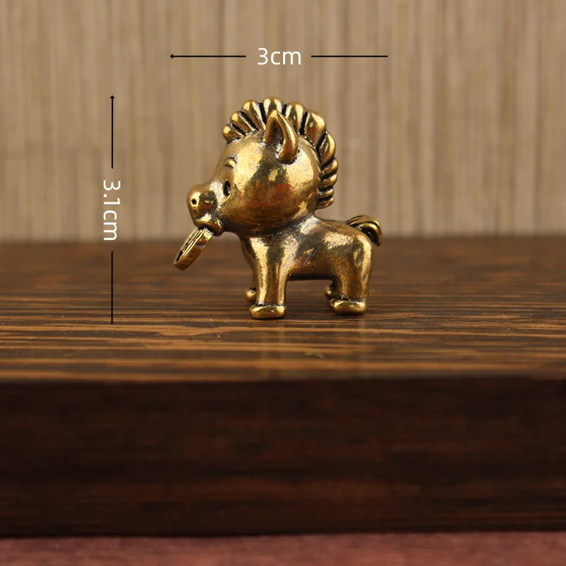 Brass Cute Animal Entryway Coffee Table Decoration Pony Coin Chewing Small Ornament