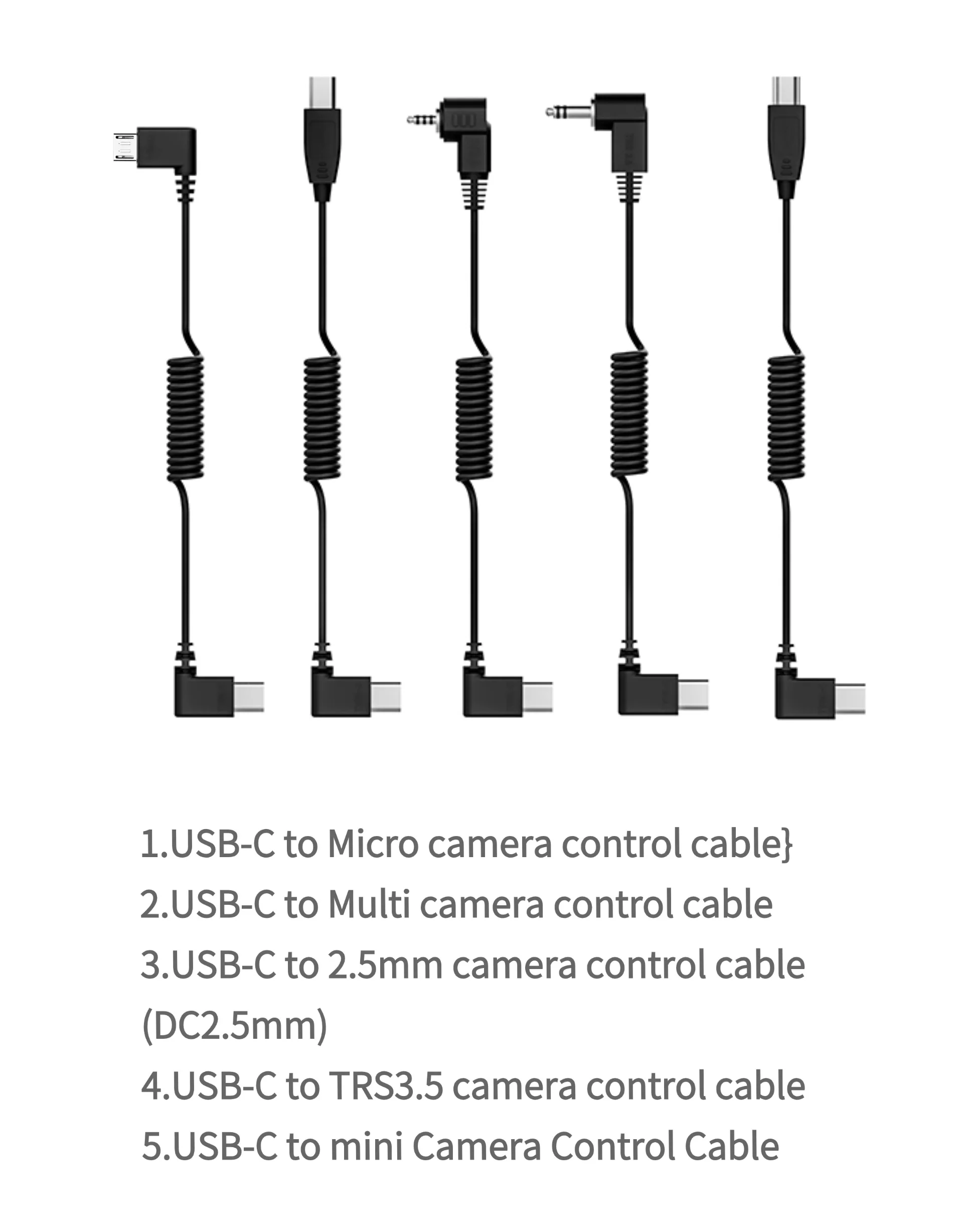 FeiyuTech SCORP 5-in-1-Kamerasteuerkabel-Set – USB-C auf Multi/Micro/Mini/DC2.5/TRS – für SCORP Mini 3 Pro/SCORP C2/SCORP 3 – Detail 1