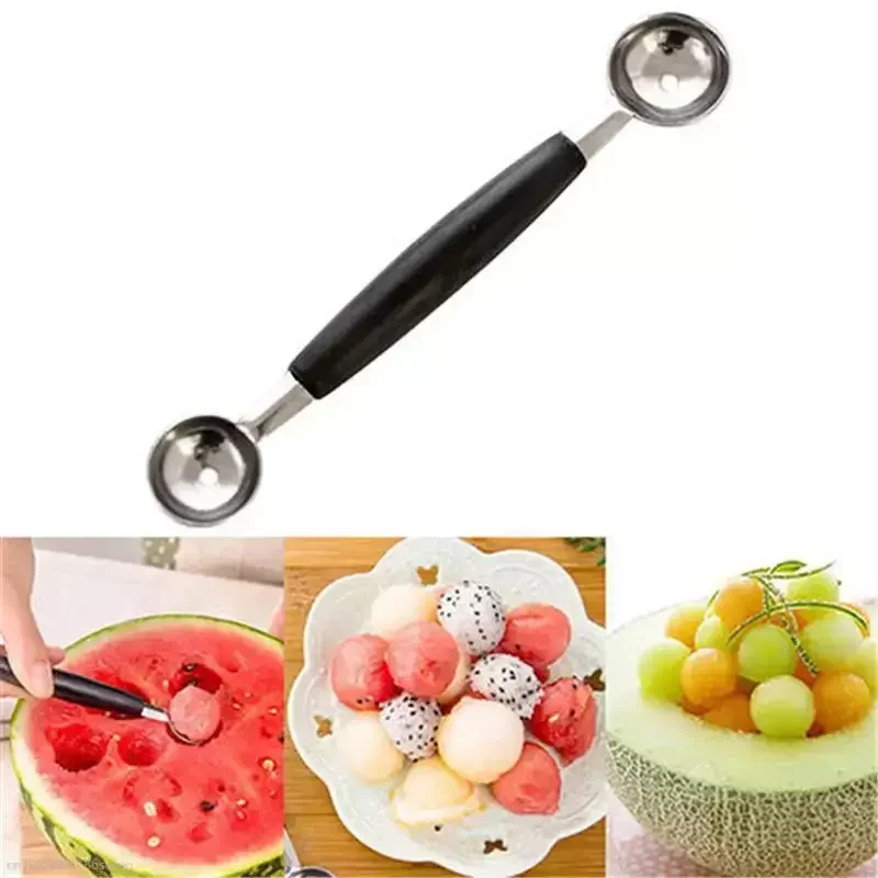 

2in1 Dual-head Fruit Ball Carving Knife Kiwi Fruit Waterlemon Scoop Melon Digger Fruit Jar Mashed Potato Baller Ice Cream Spoon