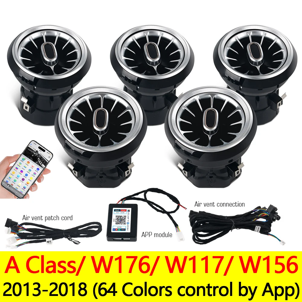 For Mercedes Benz C/A W205 GLC X253 CLA GLA W176 W117 W156 W177 C118 Led Turbine Nozzle Ambient Light Air Vent Lamp App Control image 3