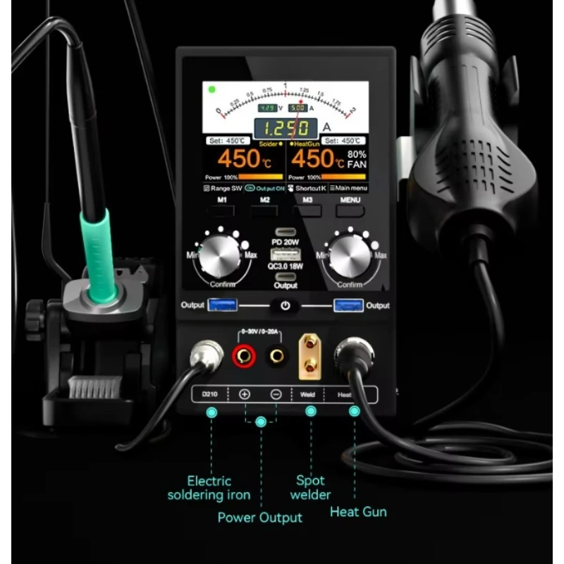 P30S Multifunctional Digital Power Supply Hot Air Rework Station Soldering Iron All In One Phone Repair Platform