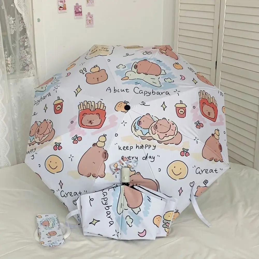 Automatic Capybara Umbrella Cute Dual-use UV Protection Sunshade Umbrella Foldable Folding Rain Umbrella Women Girl