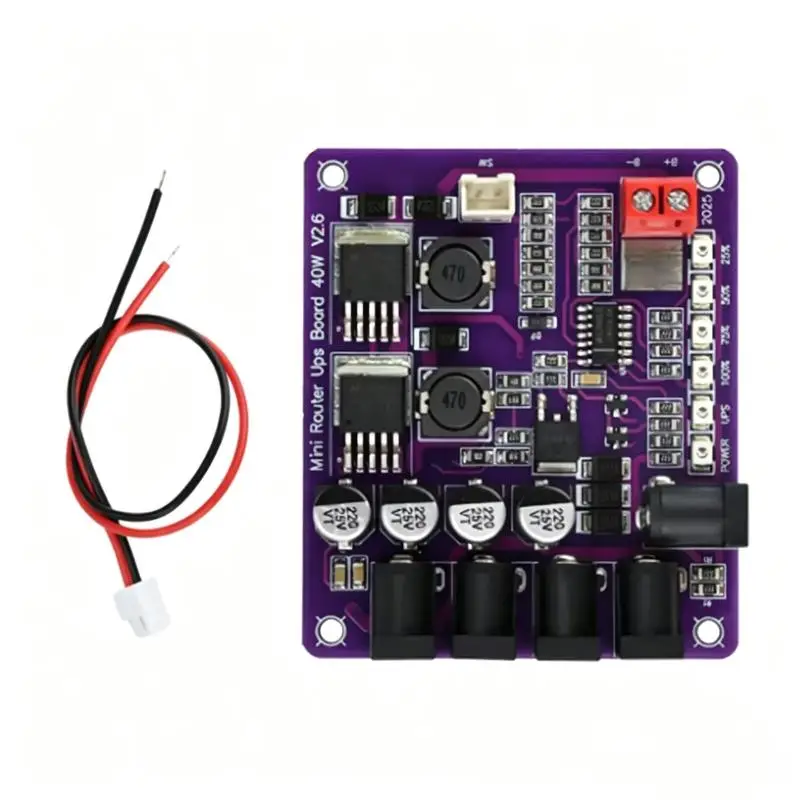 40W 12.6V Mini Router UPS Power Module 4 Port Battery Charging Board USB DC Port for Smart Home Device Power Backup