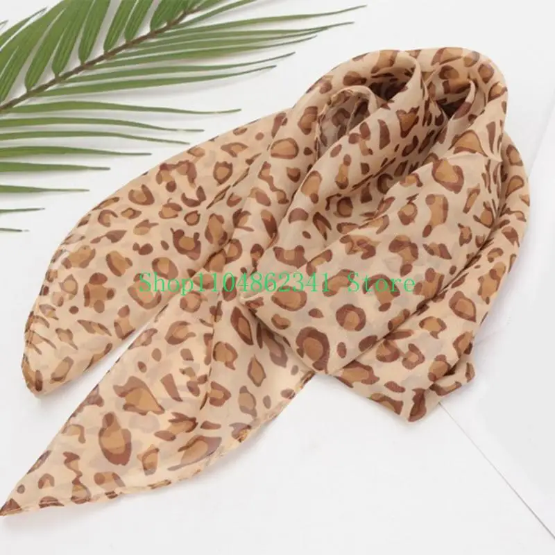 5asd Stylish Leopard Pattern Silk Imitation Scarf Fashion Neckerchief Enhancing Look