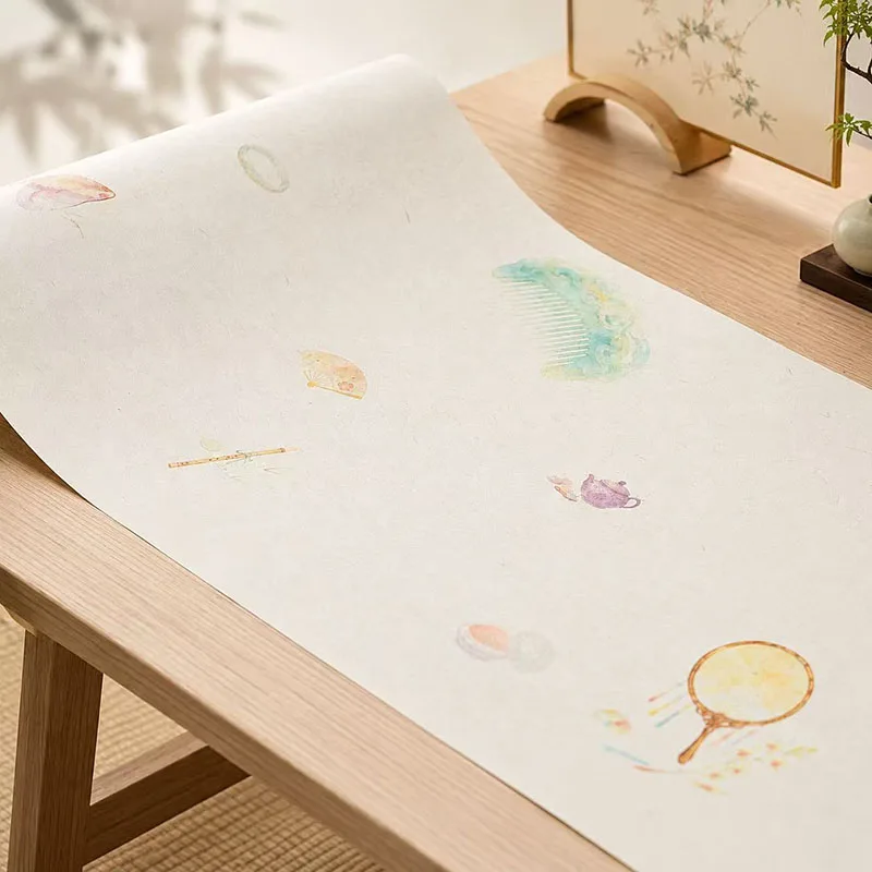 34cm x 15m Calligraphy Paper Roll, Chinese Sumi Xuan Paper Half Ripe, Blank Scroll for Brush Ink Writing