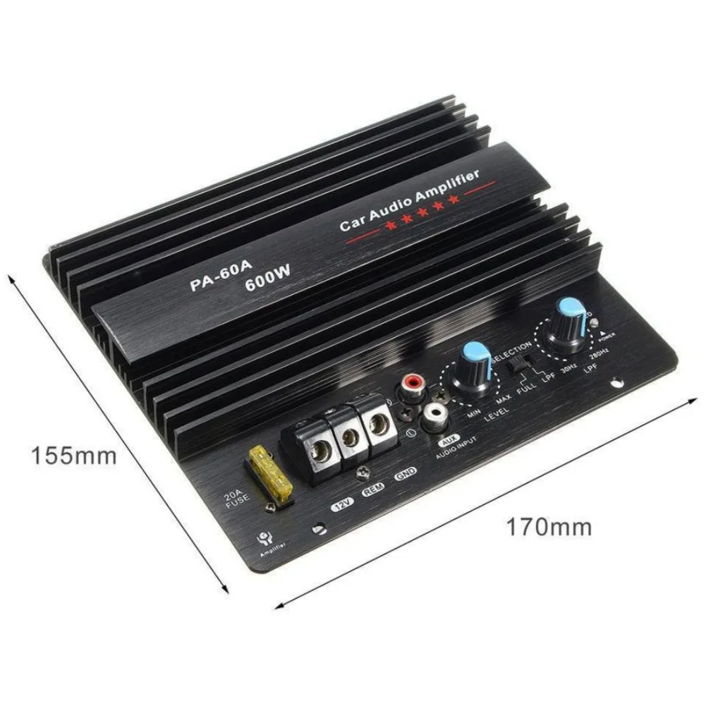 

A01E-12V 600W Car Amplifier Board PA-60A Subwoofer Circuit Module Car Power Amplifier,Black