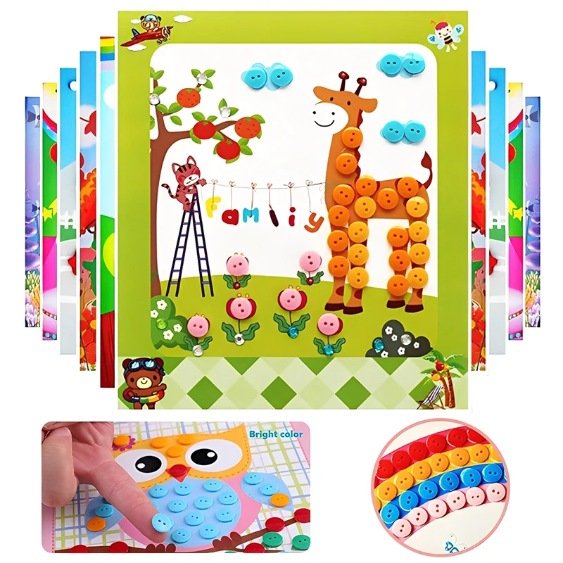 5/10 stks Kinderen Knop Stickers DIY Tekening Speelgoed Handgemaakte Student Art Class Schilderen Craft Kids Vroege Educatief Spel TMZ