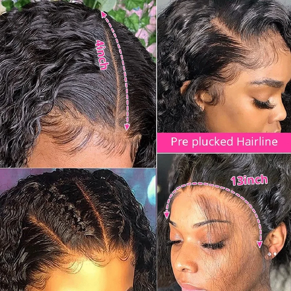 40 Inch Curly Water Wave Human Hair 13x6 Hd Lace Frontal Wigs Black Brazilian 13x4 Lace Front Wig Cheap On Sale Clearance image 2