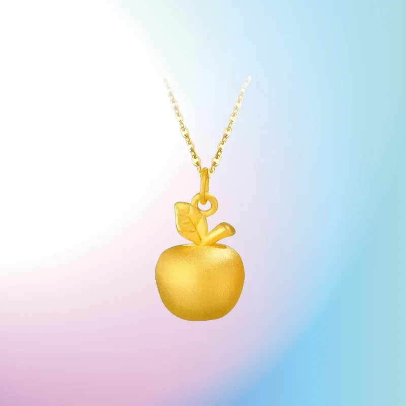 

NEW 9999 real gold 24K yellow gold Ancient small apple pendant