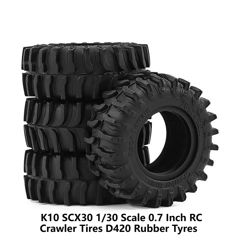 K10 SCX30 1/30 0.7 Inch RC Crawler Tires D420 Rubber Tyres for 1:30 Off-Road Climbing Car Upgrade Modified Accessories