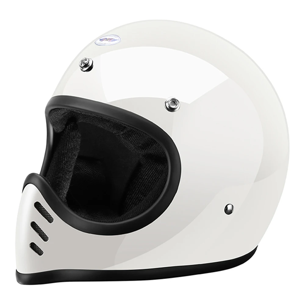 

Bright White Full Face Pointed Biker Helmet Wear-Resistant Motocross Kask Breathable Motorcycle Accessories Anti-Fall Protection