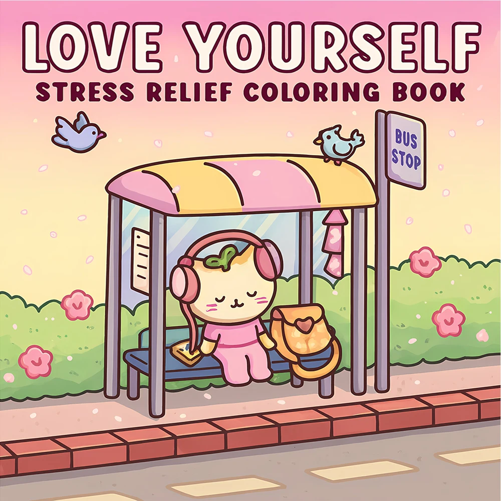 LOVE YOUSELF كتاب تلوين بأنماط جريئة وسهلة للبالغين، كتاب رسم لطيف، هدية مثالية للحفلات وأعياد الميلاد