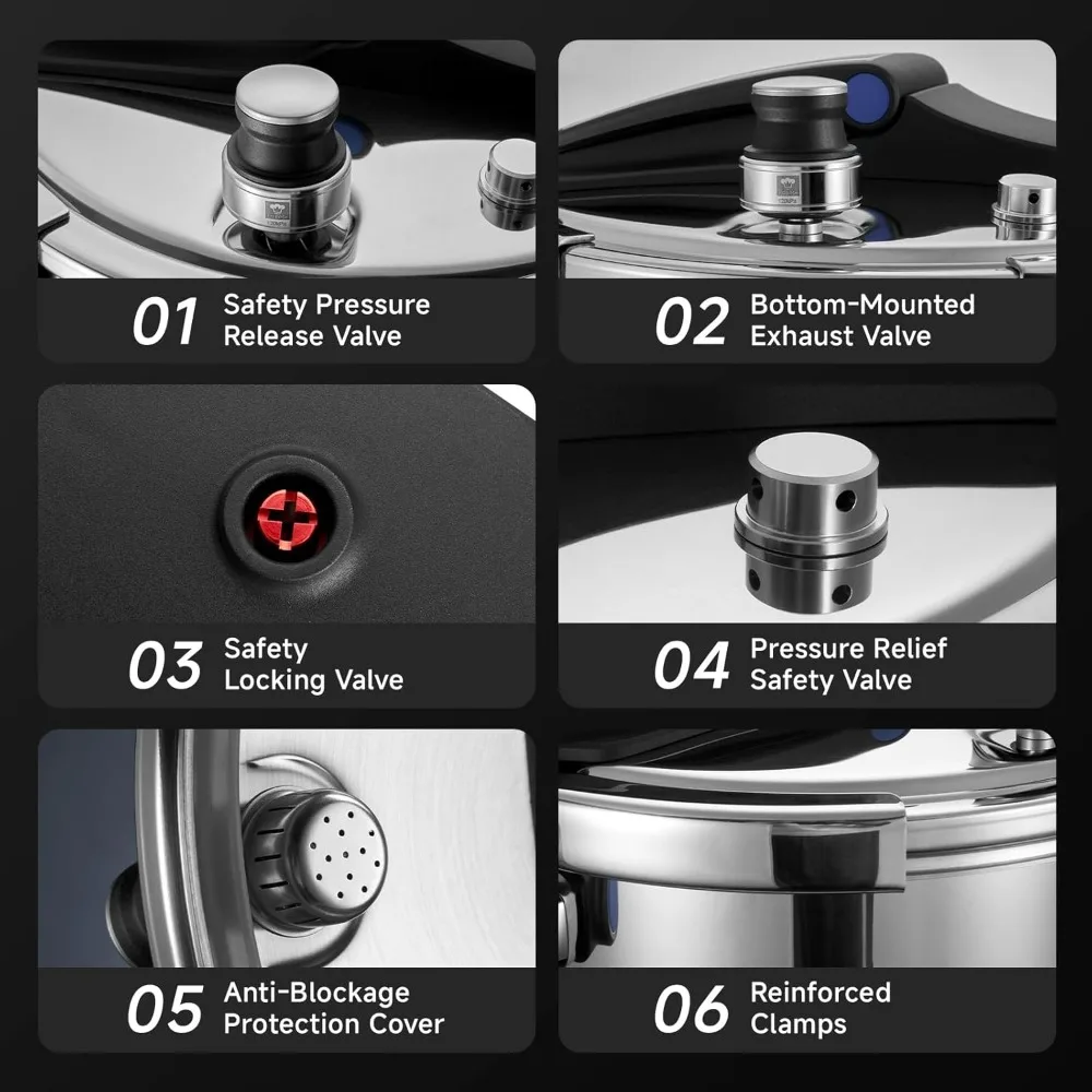 طنجرة ضغط من الفولاذ المقاوم للصدأ، موقد غاز متوافق مع الحث، آمن للاستخدام في غسالة الأطباق، تصميم مفتوح يد واحدة #3