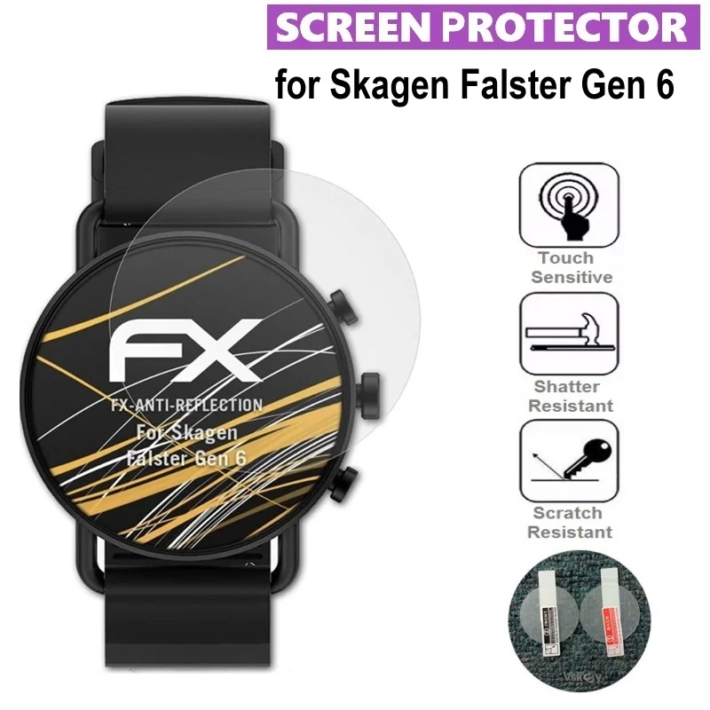 Protector de pantalla de reloj inteligente Skagen Falster Gen 6, película protectora antiarañazos de vidrio templado, 5 uds.
