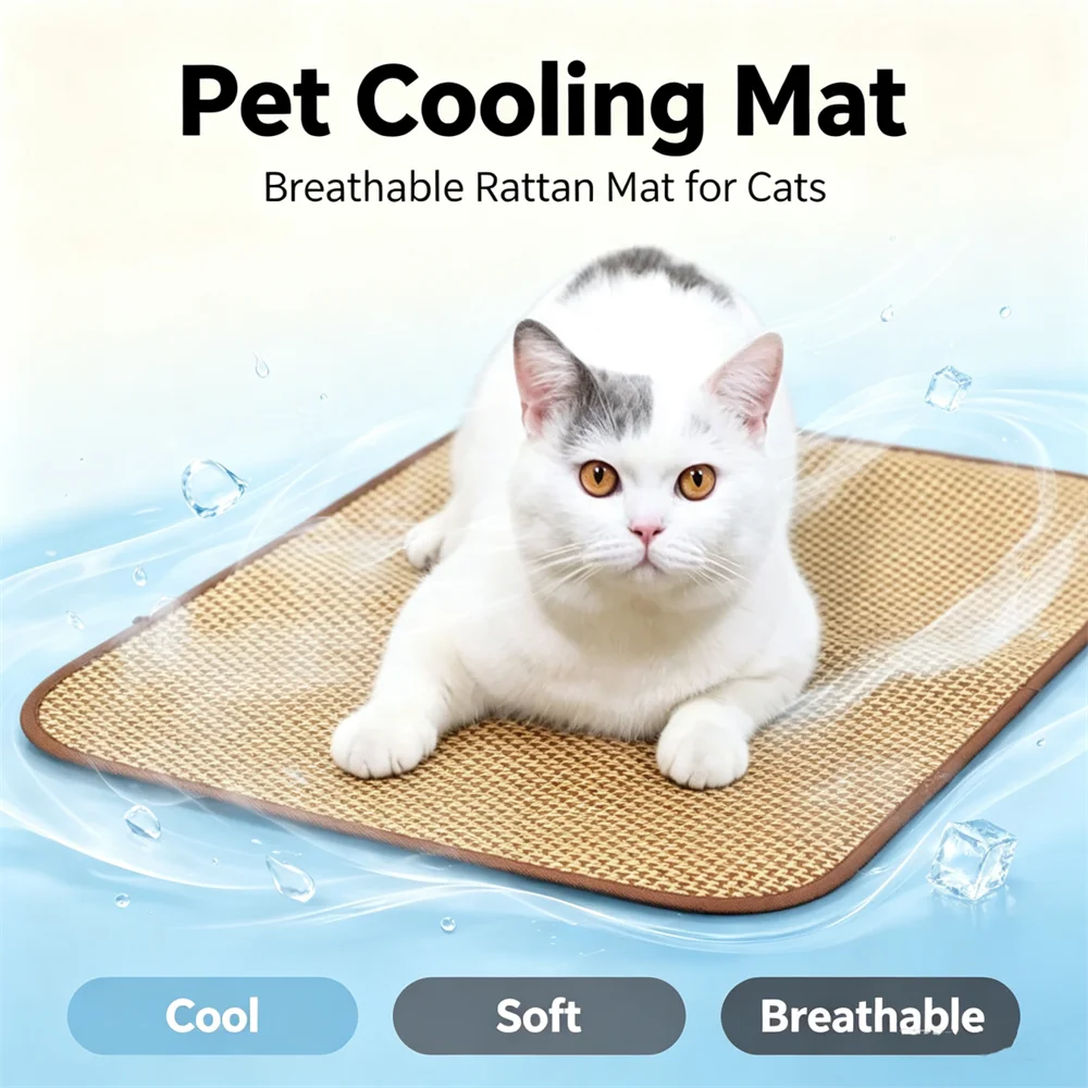 The Ultimate Cooling Pet Mat Breathable Washable Summer Pad Dog Cat Vine Grass Bamboo Mat for Kennel Crate and Bed Sleeping