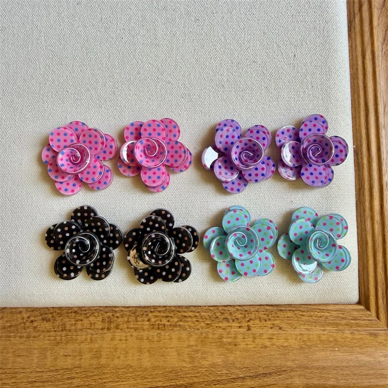 

Min order 20pcs/lot color dots pattern print cartoon flowers shape handmade floral diy jewelry garment hair accessory