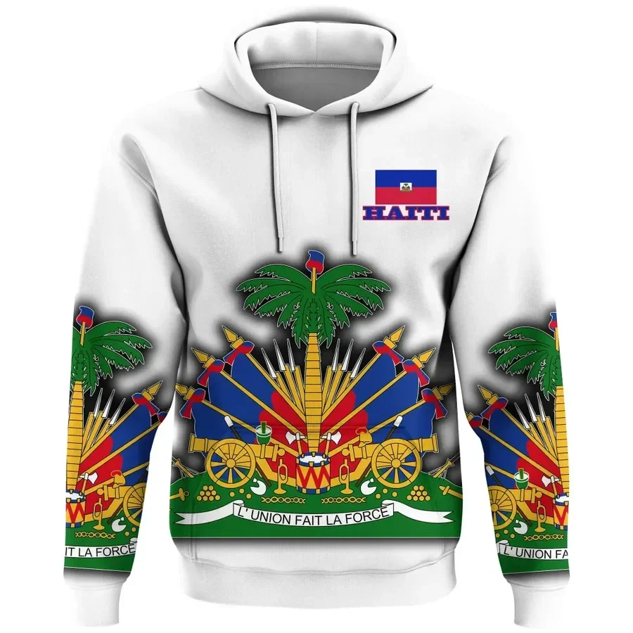 

Men Women Haiti Caribbean Sea Print 3D Hoodies Funny Country Flag Sweatshirt Fashion Hooded Long Sleeve Unisex Harajuku Pullover