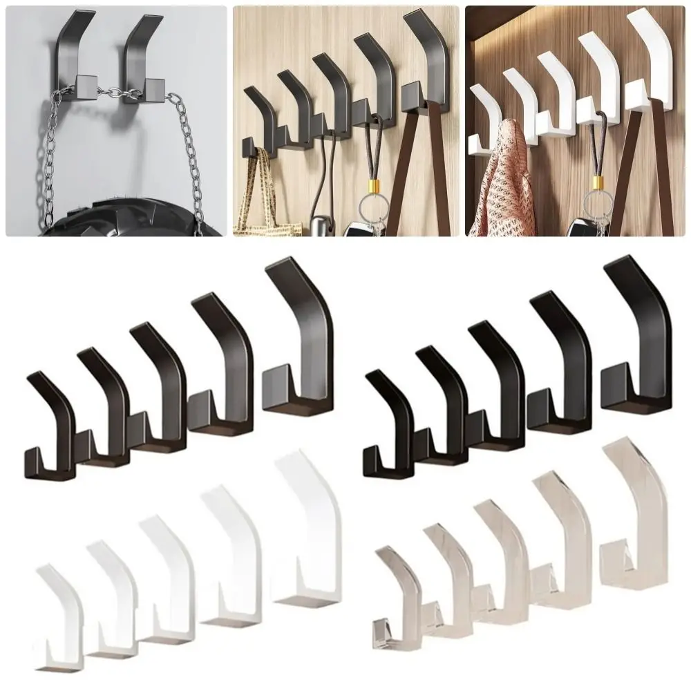 5Pcs/Set No Drilling Wall Hanging Hooks Self-adhesive Bathroom Kitchen Plastic Storage Hanger Clothes Towel Anti-slip