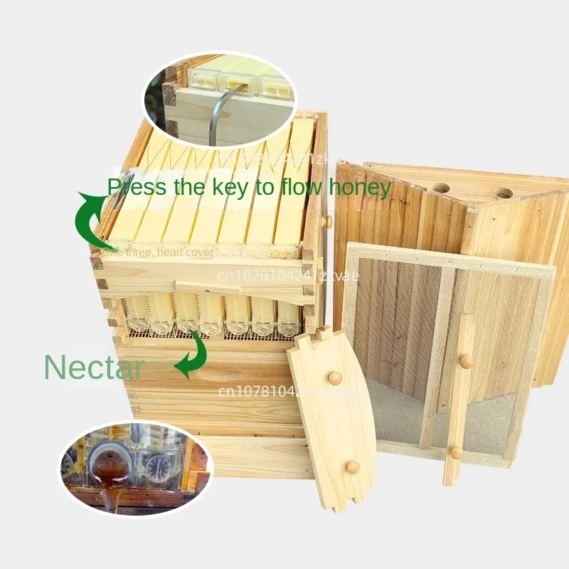 중국 왁스 코팅 삼나무 자동 자체 흐르는 꿀벌 벌집 및 7 자동 프레임 양봉 장비 도구, 양봉 벌집