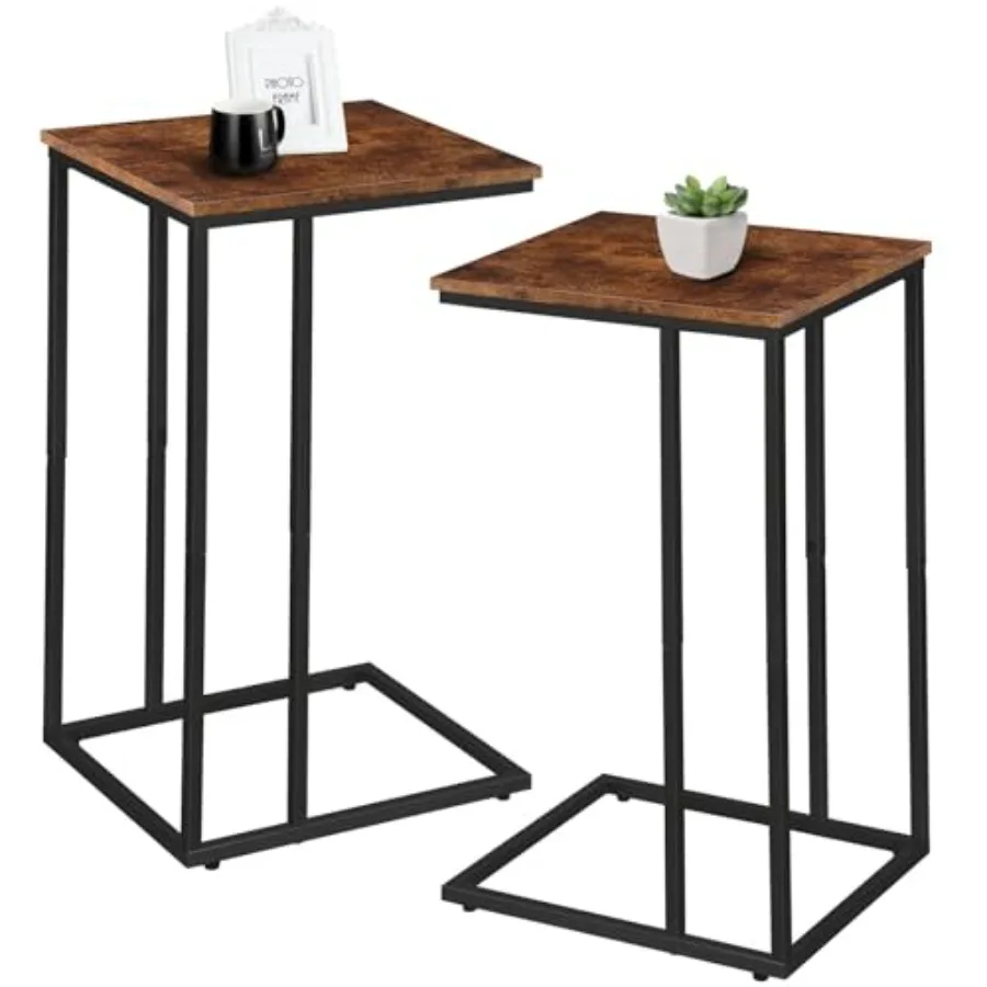 

C Shaped Side Table Set of 2 Skinny Sofa Table for Sofa and Bed Couch Tables That Slide Under Small End Tables for Living Room