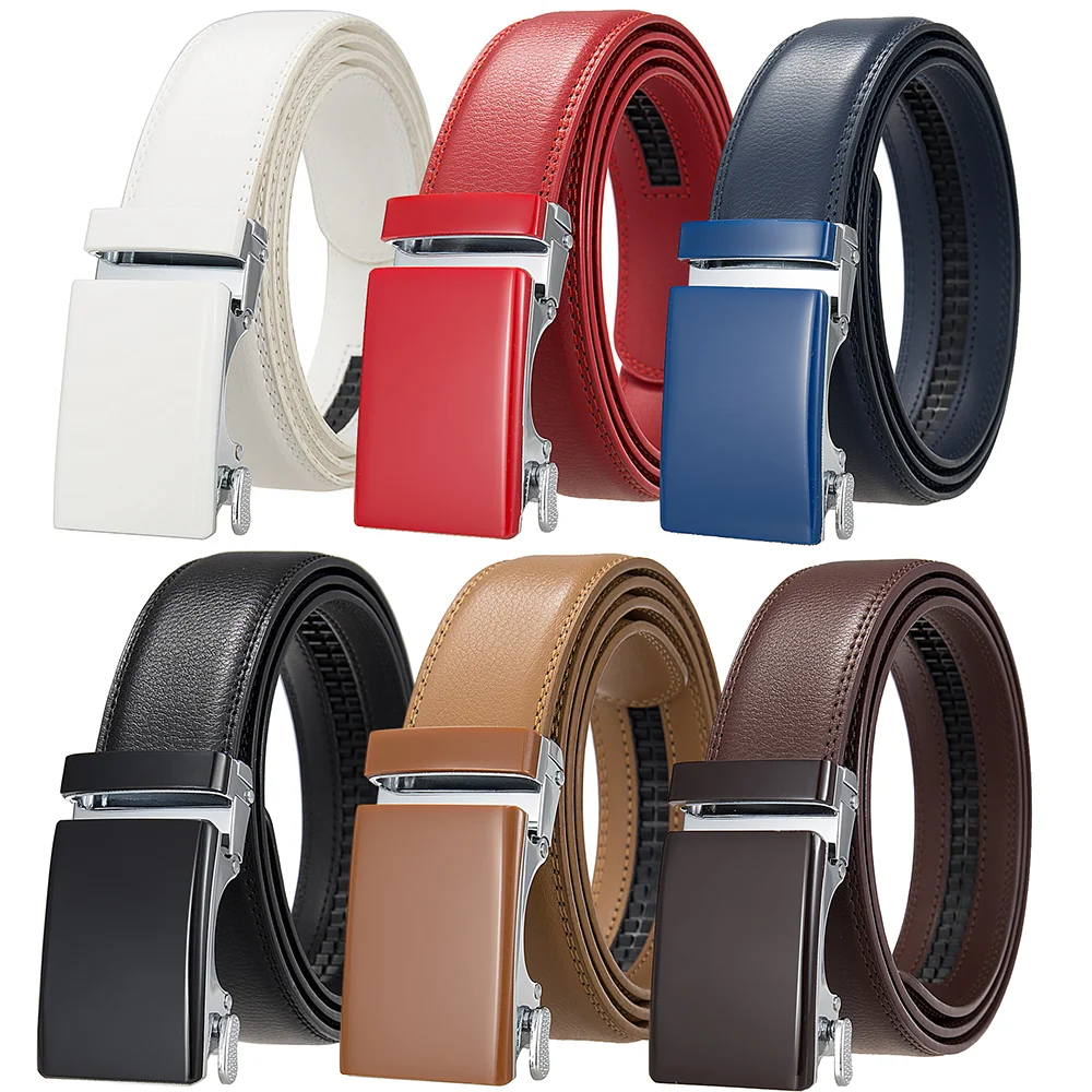 

New Men Belt Fashion Alloy Automatic Buckle Belt Business Affairs Casual Decoration Belt Men's Belts 3.5cm Black Blue Red Coffee