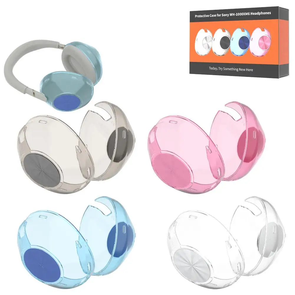 حافظة شفافة من البولي يوريثان لهاتف سوني WH-1000XM6 سماعة رأس مضادة للصدمات ومضادة للسقوط حافظة سماعة رأس مقاومة للماء لهاتف سوني WH-1000XM6