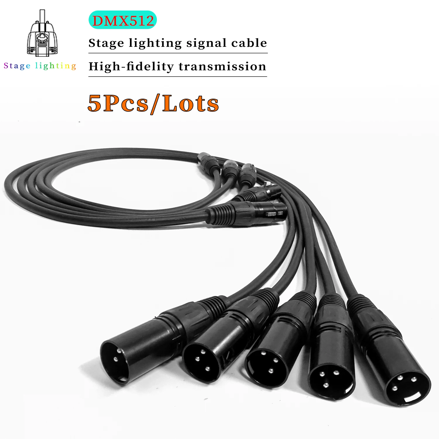 5Pcs/lots Led Par Light Connection Cable 3-PIN DMX Cable 1M/2M/3M/4M/5M/6M/7M/8M/9M/10M DMX Signal Line Used For Stage Light